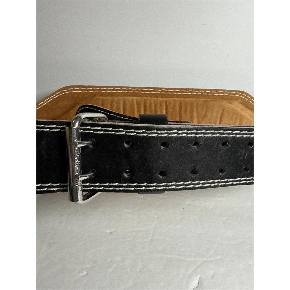 Jaffick Men's Genuine Leather Weight Lifting Belt Lumbar Back Support 53in Total